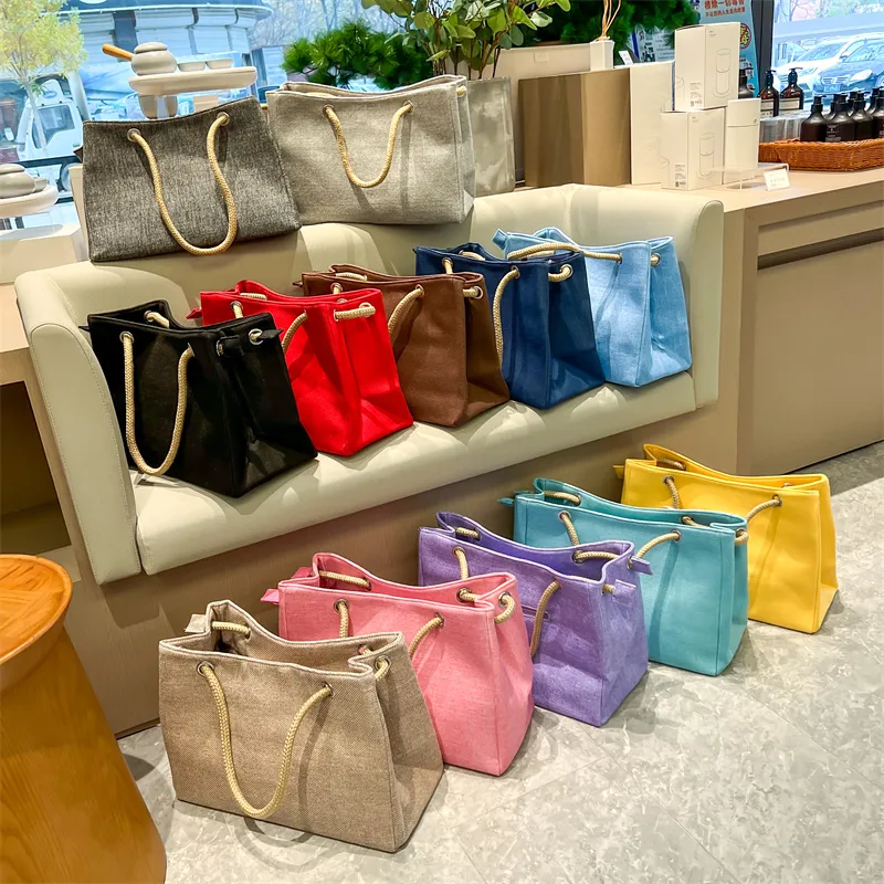 2024 personnalisé femmes sacs à bandoulière écologique lin sacs fourre-tout livraison directe dames Shopping sacs à main et sacs à main femme sacs fourre-tout