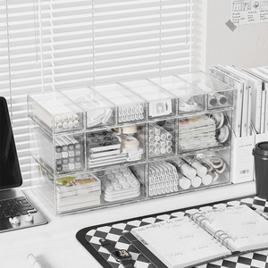 Desktop Multi Functional Cosmetic <b>Storage</b> Box Transparent <b>Drawer</b> Type <b>Stackable</b> Multi Layer Skincare Organizer - Product Image 2
