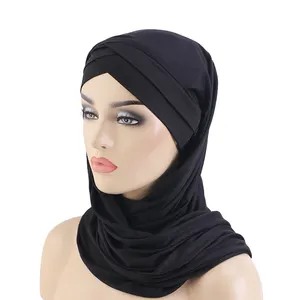 मुस्लिम पगड़ी महिलाओं हिजाब मोड़ पगड़ी मलेशियाई देवियों आसान पहनने के लिए स्कार्फ