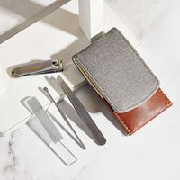 Ensemble de manucure et pédicure en acier inoxydable personnalisé 5 en 1, coupe-ongles, kit de soin des ongles portable pour bébé et adulte, comprend un sac en PU