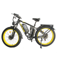 Vélo de montagne électrique avec batterie au lithium 52V 25Ah, moteur sans balais, cadre en acier, pneus 26x4 pouces, freins à disque hydrauliques à 7 vitesses