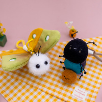 Porte-clés en peluche Songshan Toys, série insectes mignons, poupées en polyester de 12 cm, breloque de sac, design moustique, luciole, abeille