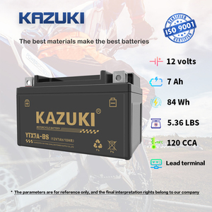 Nouvelle batterie de moto au plomb-acide scellée <span class=keywords><strong>YTX7A</strong></span> <span class=keywords><strong>BS</strong></span> <span class=keywords><strong>12V</strong></span> <span class=keywords><strong>7AH</strong></span> de fabrication chinoise pour scooter à deux ou trois roues KAZUKI ISO9001 - Product Image 3