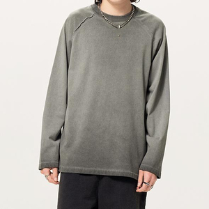 Haute qualité personnalisé blanc délavé Vintage <span class=keywords><strong>3xl</strong></span> pierre lavé 500gsm noir surdimensionné hommes à manches longues délavé t-shirts - Product Image 3
