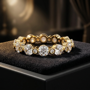 แหวนเพชรทองคำขาวสำหรับผู้หญิง JURA JEWEL หรูหรา ประดับเพชร 12 เม็ด ทรงกลมเจียระไนแบบบริลเลียนท์ เพชรเลี้ยงในห้องปฏิบัติการ รับรองโดย IGI สี E สำหรับงานแต่งงาน - Product Image 1