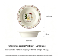 Bol pour animaux de compagnie en céramique de la série de Noël NicePets |   Plat à nourriture et à eau au design festif du Père Noël |   Bord de protection surélevé anti-basculement 4 styles