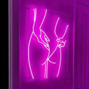 Bokang o melhor preço dos desenhos animados sexy menina rosa neon sinal luz sinal para quarto de parede