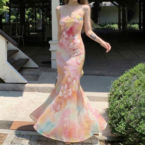 Vestido Maxi de Tirantes Finos con Estampado Floral Degradado Colorido para Mujer, Elegante Vestido de Fiesta para Vacaciones de Verano, Nuevo Estilo 2026 - Product Image 2