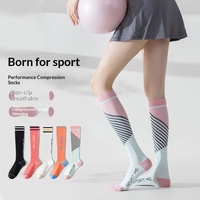 Chaussettes de compression pour femmes, sport, mollets, nylon, séchage rapide, absorbant la transpiration, course à pied, yoga, ODM