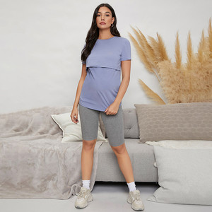 ZY, venta al por mayor, <span class=keywords><strong>ropa</strong></span> de maternidad, camisetas de Yoga de alta calidad, camisetas de maternidad de manga corta sueltas <span class=keywords><strong>para</strong></span> amamantar - Product Image 4