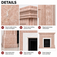 Contour de cheminée classique en marbre rose sculpté à la main BSA, manteau de cheminée autoportant en pierre naturelle pour maison, villa, intérieur