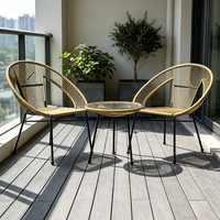 Ensemble de meubles de jardin en rotin PE moderne et simple, pliable, avec cadre en fer, table et chaises, type œuf