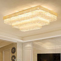 Restaurant Hôtel Salon Lustre En Cristal De Luxe Grand Plafonnier LED Rectangulaire Luminaire Lustre Lampe