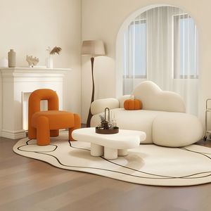 Ensemble de canapés créatifs et <span class=keywords><strong>d</strong></span>écontractés en forme de nuage crème pour petits appartements, lit simple en tissu avec rembourrage en éponge pour salon, réception, repos - Product Image 4