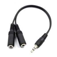Kabel Adaptor Splitter Aux Stereo Audio 3.5mm Male ke 2 Female untuk Headset Mic