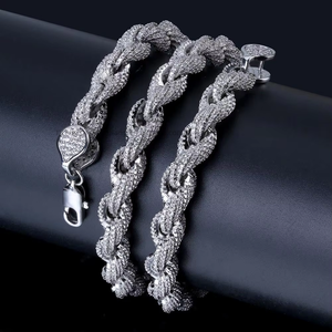 Hip-Hop Style 8mm Gold-Plated <b>Copper</b> <b>Chain</b> Twisted Necklace Diamonds Unique Fashionable Exaggerated - Product Image 1