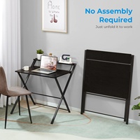 Bureau d'ordinateur pliable noir moderne simple à 2 niveaux de petite taille de 27 pouces avec étagère