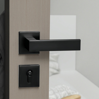 Poignée de porte silencieuse de conception moderne Doorshine, serrure noire pour porte de chambre en bois, oxyde d'aluminium pur, intérieur, salles de bain, villas, facile
