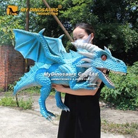 MyDino Marionnette interactive de haute qualité, bébé dragon bleu