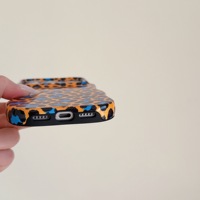 Coque de téléphone antichoc détachable 2-en-1 TPU+PC à bords ondulés motif léopard brillant pour iPhone Air 17 16 15 Plus 14 13 Pro Max avec film de protection