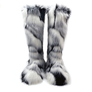 Snow Boots <strong>Ladies</strong> Plush Boots Female Warm Luxury Furry <strong>Shoes</strong> Women's Fluffy Faux Fox Fur <strong>Winter</strong> Adult OEM - Product Image 2