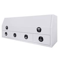 Boîte à outils de camion personnalisée en aluminium blanc à ouverture par le haut avec tiroirs, armoire de rangement verrouillable pour véhicule utilitaire