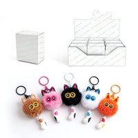 Porte-clés en peluche personnalisé en polyester, jouet mignon en forme de chat, boîte mystère, EN71 ASTM OEM ODM