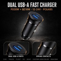 DAMAVO 12-24V Adaptor Pengisi Daya Mobil PDC18W 30WQC18W Pemantik Rokok USB Tipe A/C Tampilan Layar Voltmeter