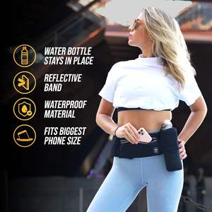 Free Sample Hydration Waist Pack with Storage <b>Pocket</b> & Run Flask 22oz Adjustable <b>Belt</b> Running, Hiking, Camping, Cycling - Product Image 2