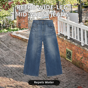 Jeans de mezclilla de cintura media, corte recto y ajustado, con estampado sexy, de pierna ancha, para invierno, Colección 2026 High Street - Product Image 2