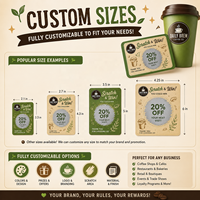 Cartes à gratter promotionnelles pour café, design gratuit, cartes de réduction, idéales pour attirer les clients et ajouter des surprises