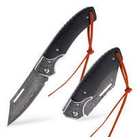 Couteau de poche pliant classique haut de gamme en acier Damas, fait main, personnalisable OEM, avec manche en bois, pour le camping, la chasse, l'usage tactique et le bricolage