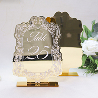 Numéros de table de mariage miroir doré avec support en acrylique de luxe Signalisation de mariage de forme irrégulière pour décoration de table