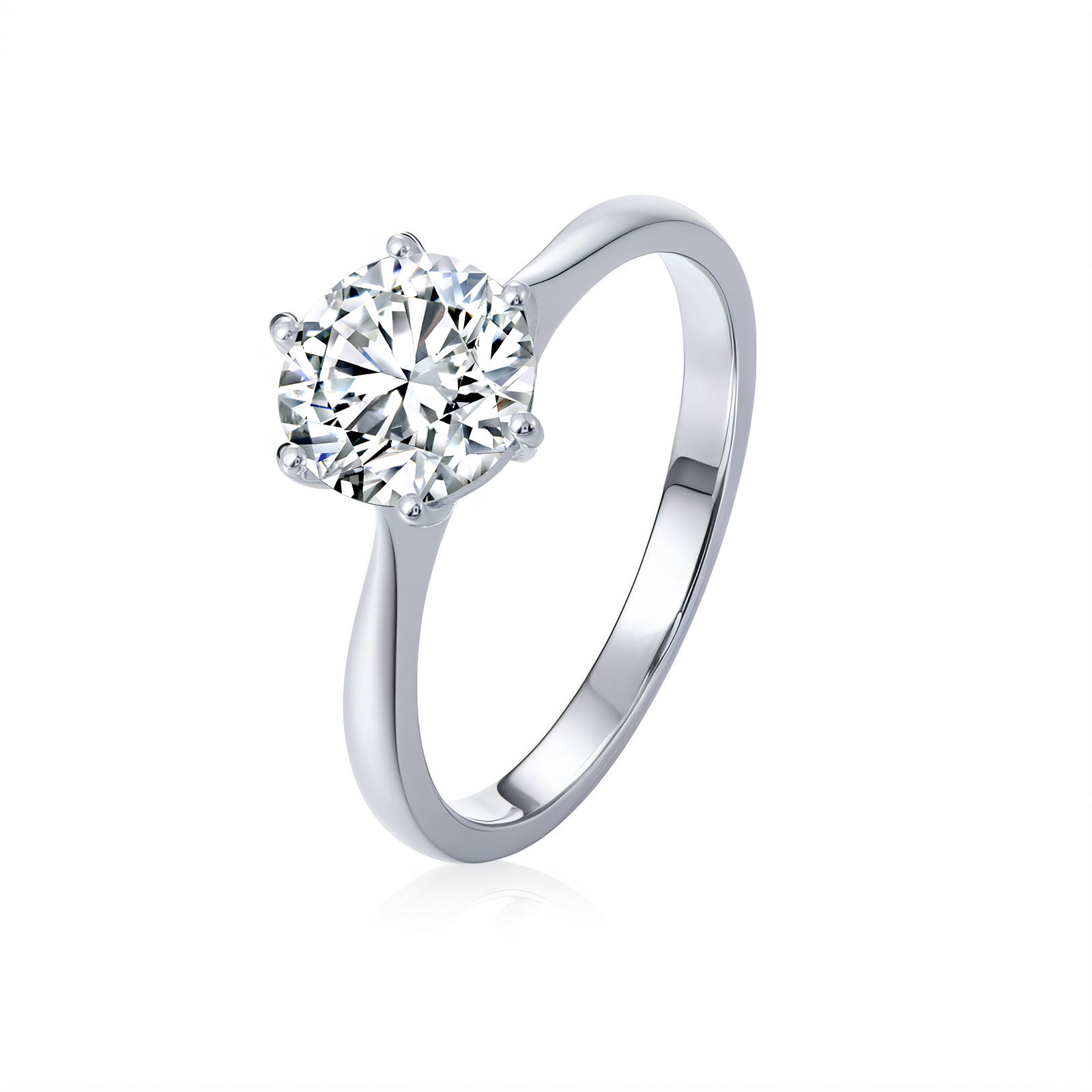 Bague en or blanc 10K avec diamant de laboratoire