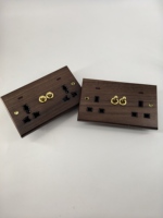 Interruptor y Enchufe de Madera de Nogal de Diseño Nuevo y Lujoso, Estándar del Reino Unido 86, 16A 250V, para Uso en el Hogar y Hoteles
