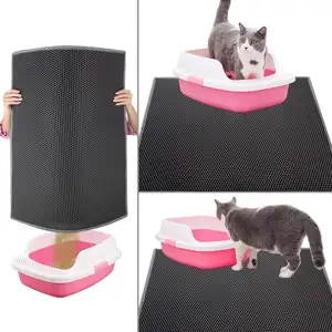 2024 novo tapete de areia para gatos produtos para animais de estimação personalizado preto cinza fácil de limpar tapete de areia para gatos eva de dupla camada à prova d'água