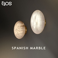 Applique murale moderne en albâtre naturel, lampe murale LED de luxe en laiton et pierre espagnole pour chambre à coucher, chevet, salon, hôtel