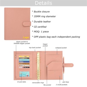Meilleur Vendeur Yihe <span class=keywords><strong>E</strong></span>-commerce Portefeuille Classeur A5 en Cuir Litchi 35 MM à 6 Anneaux avec Pochettes Zippées pour la Gestion du Budget et des Dépenses - Product Image 5