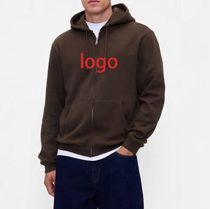 Offre spéciale Sweat à capuche noir pour homme sweats à capuche unisexe avec logo personnalisé fermeture éclair vêtements de rue coupe courte à capuche grande taille en coton épais - Product Image 6
