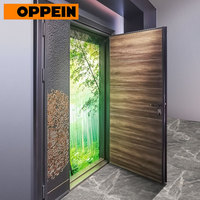 Porte d'entrée double en acier sur mesure OPPEIN, embossée, antivol, pour villa, bâtiment commercial, fabricant