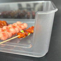 Plateau de rangement alimentaire transparent en PET de haute qualité pour hot pot, barbecue, brochettes, usage commercial pour buffet et traiteur