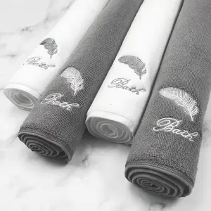 Premium 100% cotton floor towel 50x80cm floor towel bath mat with feather logo
