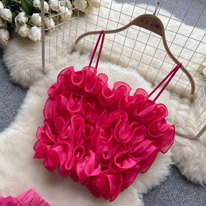 Grosir wanita tiga dimensi benang jaring bunga Suspender kecil rompi peri benang jaring rok panjang dua potong Set - Product Image 5