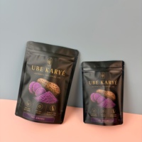 Sachets en plastique de qualité alimentaire personnalisés avec logo imprimé, finition mate, 50g 100g, pour poudre d'UBE, farine d'igname, flocons de manioc, OPP/VMPET/PE