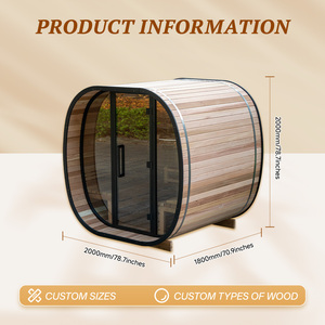 Sauna de Barril de Cedro Rojo Resistente a las Termitas con Vidrio Panorámico, CE Smart WiFi 220V, para Techo, DDP <span class=keywords><strong>Asia</strong></span>, Resort, Villa, <span class=keywords><strong>Spa</strong></span> - Product Image 3