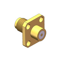 Conector Hembra SMA de Montaje con Brida de 4 Orificios, Serie KFD, 50 Ohm, 18 GHz, de Latón y Acero Inoxidable