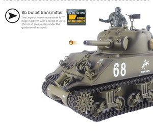 2.4G télécommande multi-fréquence US M4A3 <span class=keywords><strong>Sherman</strong></span> <span class=keywords><strong>1</strong></span>/<span class=keywords><strong>16</strong></span> réservoir télécommandé RC Simulation tir réservoir militaire - Product Image 4