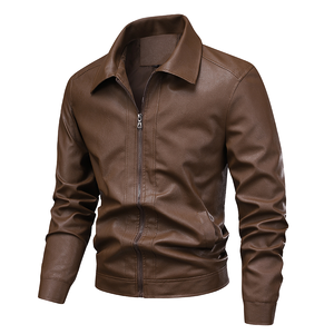 Nouvelle Veste Moto Décontractée Hiver 2026 KJ pour Homme, en PU de Haute Qualité, Style Vintage, Fermeture Éclair, Imperméable, Coupe-Vent, Col Montant, 100% Cuir - Product Image 1