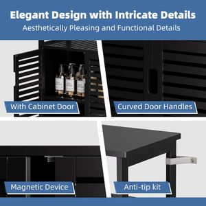 Moderne Écologique Réglable Grand Rangement Salle De Bains Cuisine <span class=keywords><strong>Placard</strong></span> Autoportant Double Niveaux Bambou <span class=keywords><strong>Porte</strong></span> Latérale Étagère Organisateur - Product Image 3
