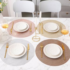 PVC <b>Circular</b> Material 38cm Circle Heat Insulation <b>Placemat</b> High-end Table Decoration Pad - Product Image 1